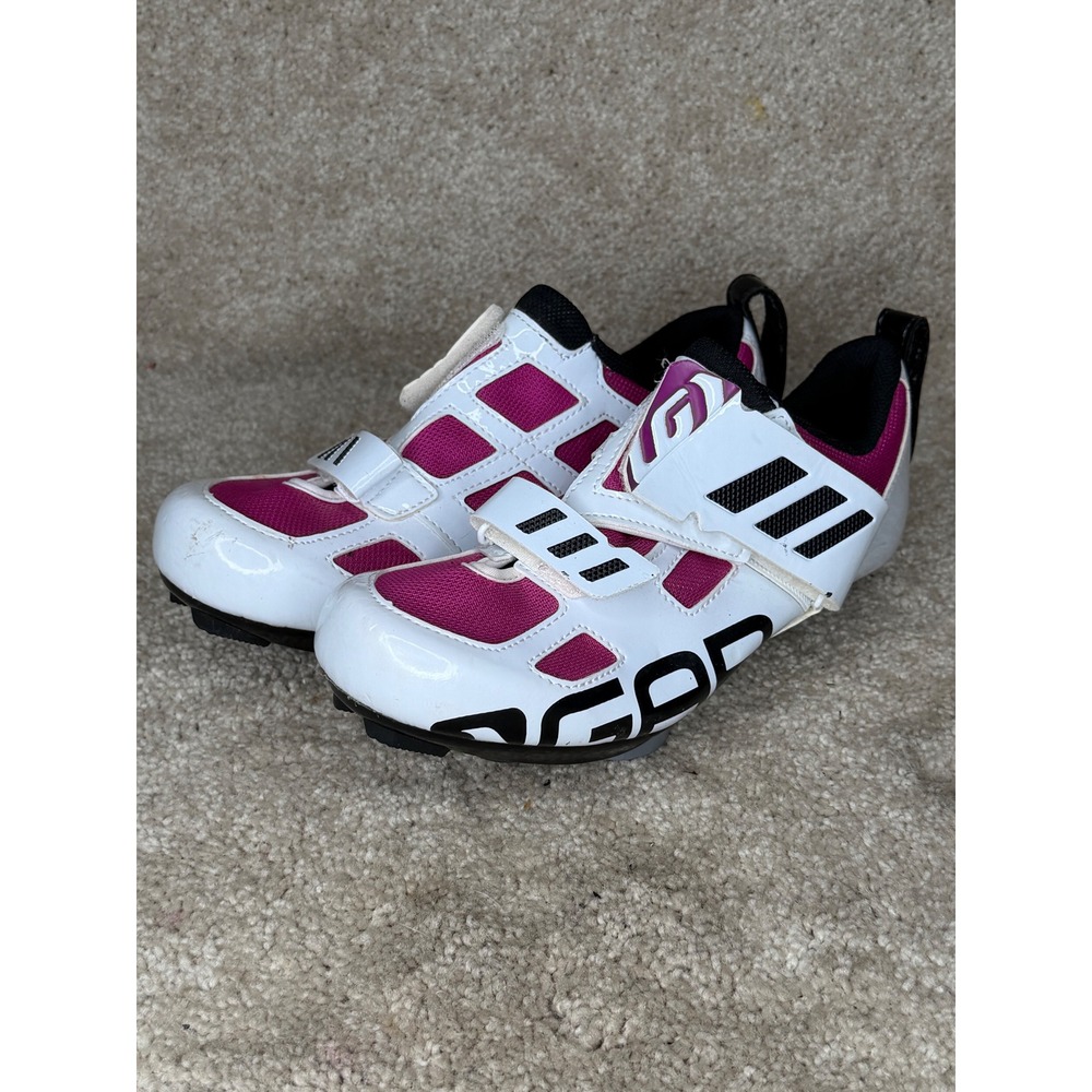 Louis Garneau Cycling Shoes Womens 39 White Magenta Excellent Road Spin Cleats